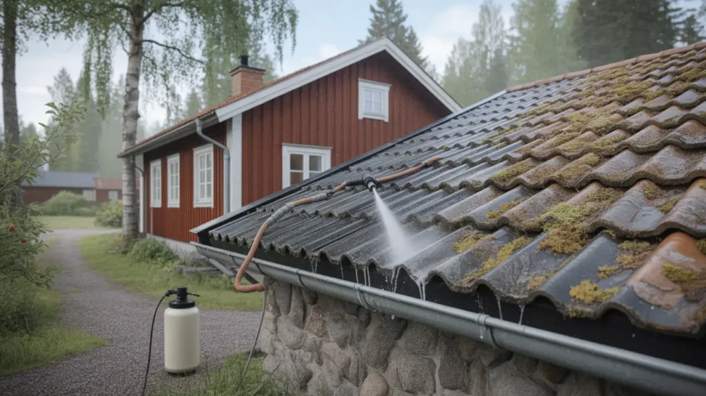 taktv tt och algbehandling av betongpannor i krigslida v sterhaninge